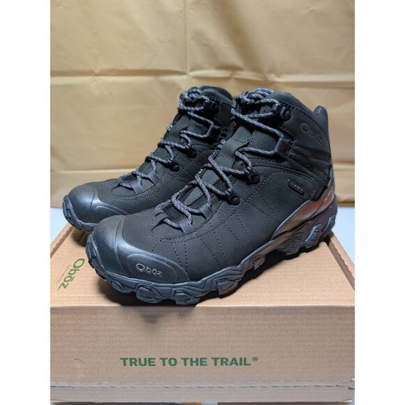 Oboz Bridger Mid B-DRY Men’s Black Sea Leather Hiking Boots Waterproof Size 10.5